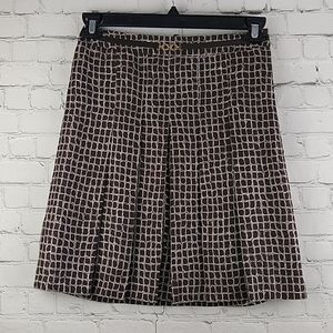 Ann Taylor Petites Silk Skirt 0P Brown White Silk